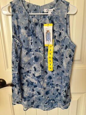 Christina Blue Watercolor Floral Sleeveless Camisole